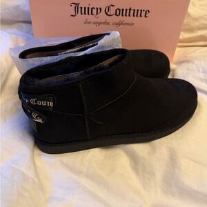 Juicy Couture Black Plush-Lined Slip-On Ankle Slippers